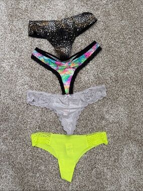 Lot of 4 Victoria Secret Pink Thongs Medium